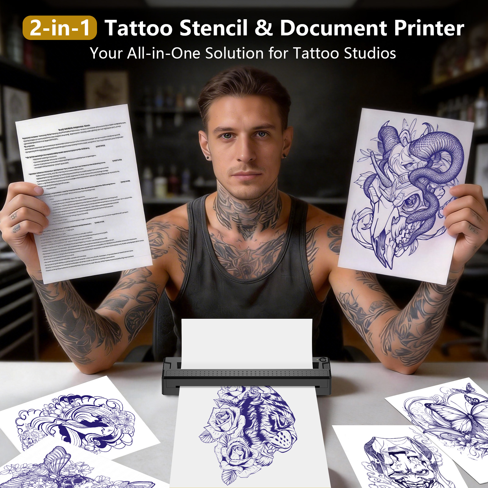 Amazon.com: Bagana Tattoo Stencil Printer, 2-in-1 Wireless
